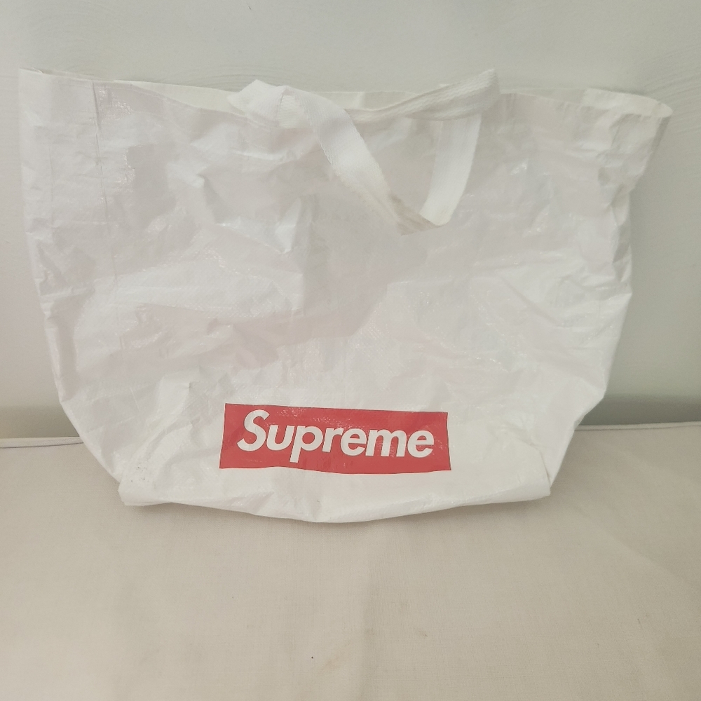 Supreme White and Red Tote Bag